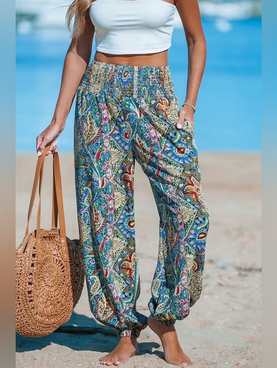 Cupshe Pants - Paisley Smocked Waist Tapered Leg Cover-Up Pants 💥 BRAND NEW 💥
